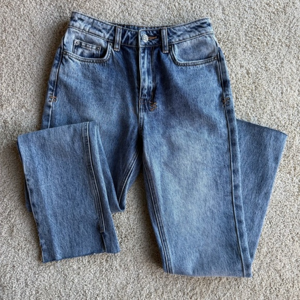Ksubi 24 Distressed Straight Leg Jeans 100% Cotton Raw Hem